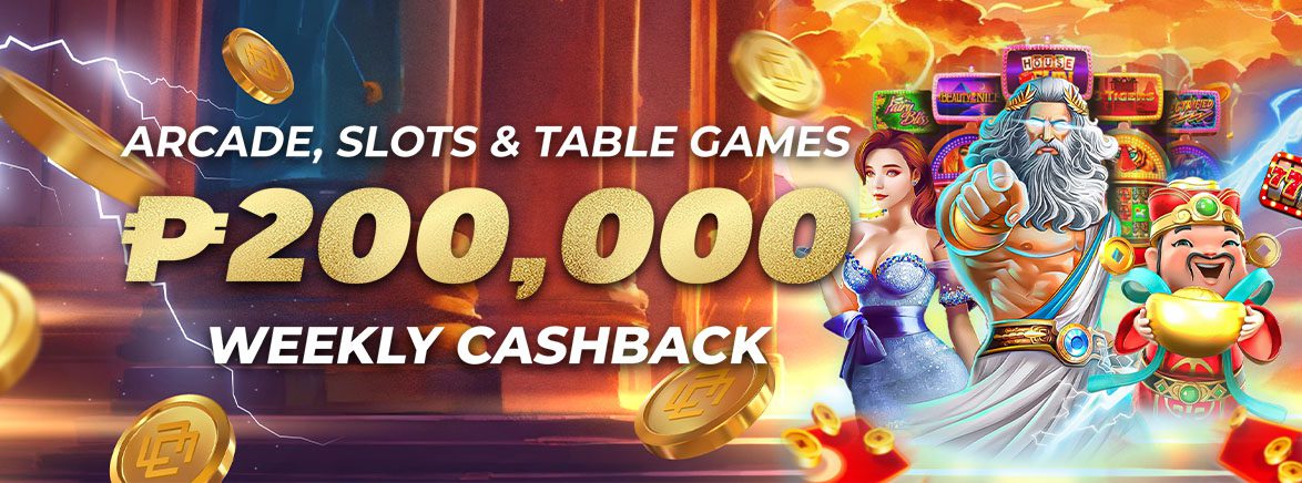 {10} Enjoy PHP 200,000 Weekly Cashback on Arcade, Slots & Table Games